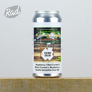 Arpus x Ten Men Raspberry Blueberry Redcurrant Blackcurrant & Vanilla Smoothie Sour Ale Arpus x Ten Men Raspberry Blueberry Redcurrant Blackcurrant & Vanilla Smoothie Sour Ale